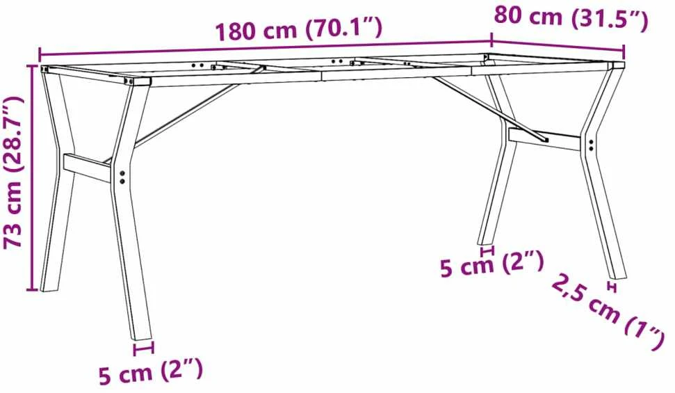 Valgomojo stalo kojos, 180x80x73cm, ketus, Y formos rėmas