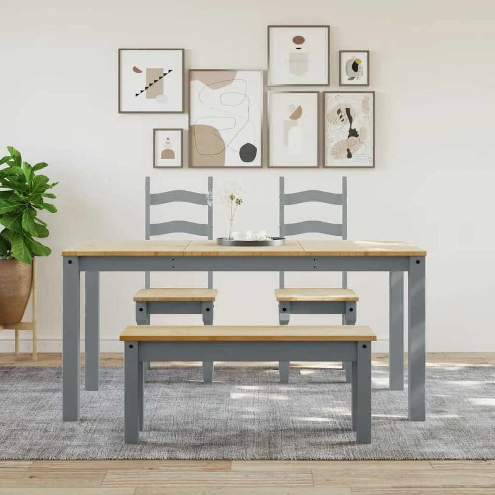 Valgomojo suoliukas PANAMA, pilkas, 105x30x45cm, pušies masyvas