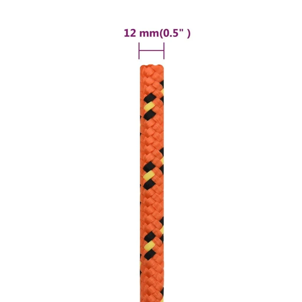 Valties virvė, oranžinės spalvos, 12mm, 25m, polipropilenas