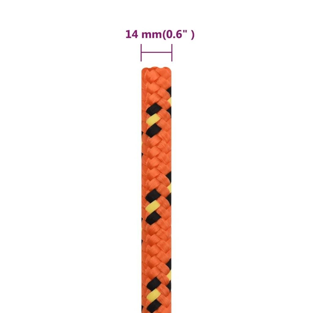 Valties virvė, oranžinės spalvos, 14mm, 50m, polipropilenas