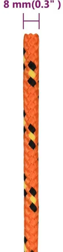 Valties virvė, oranžinės spalvos, 8mm, 100m, polipropilenas