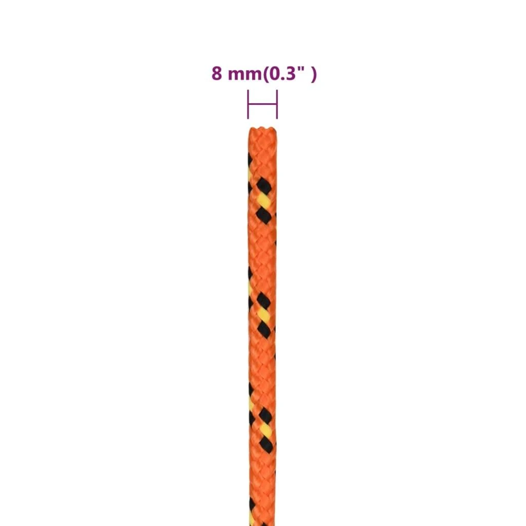 Valties virvė, oranžinės spalvos, 8mm, 25m, polipropilenas