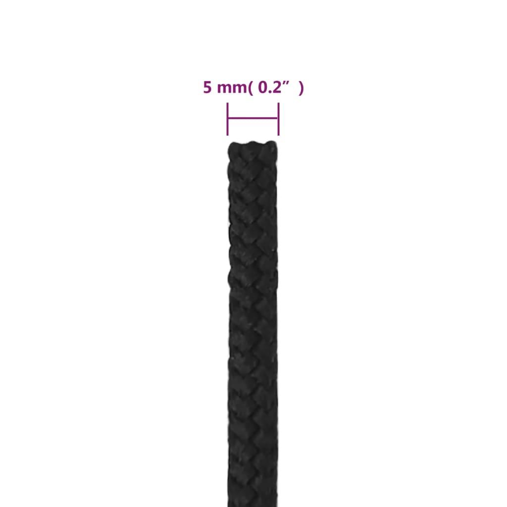 Valties virvė, visiškai juoda, 5mm, 50m, polipropilenas