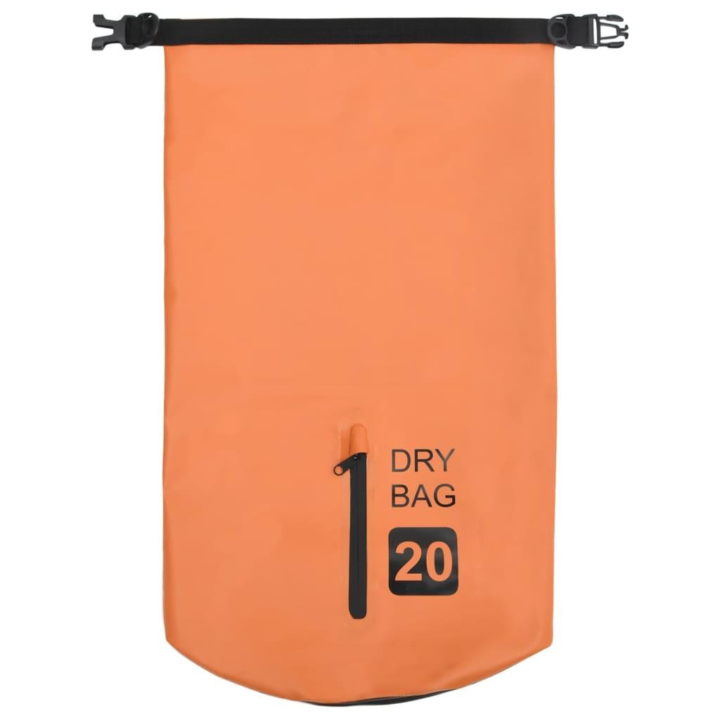 Vandeniui atsparus krepšys su užtrauktuku, oranžinis, PVC, 20l