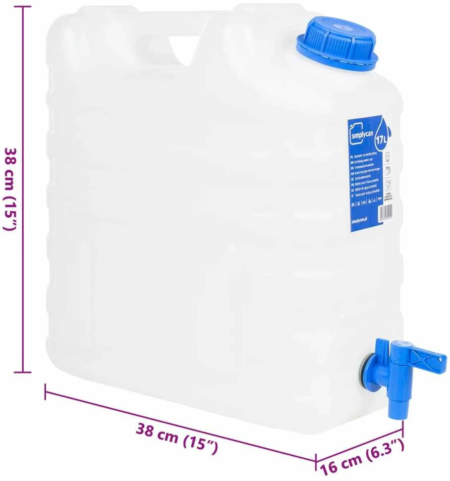 Vandens talpa su čiaupu, skaidri, 15l, plastikas
