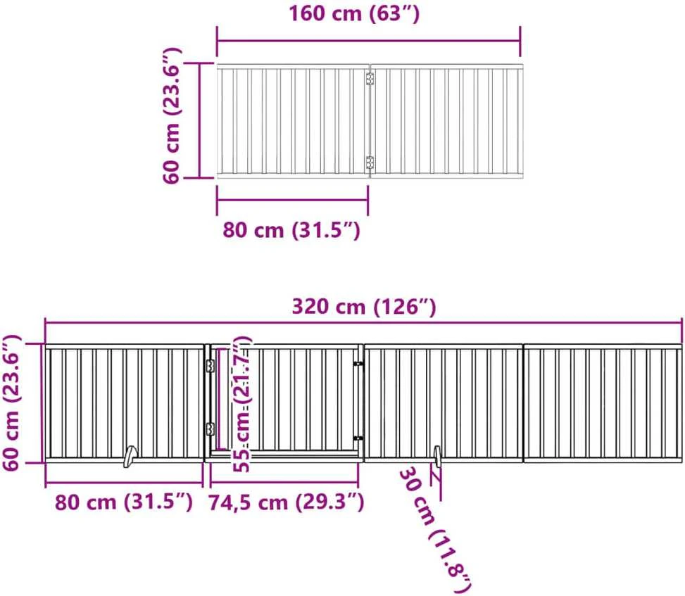Varteliai šunims su durimis, 12 segmentų, 960cm, tuopos mediena