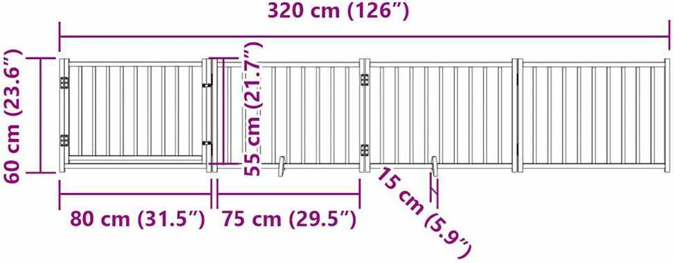Varteliai šunims su durimis, 4 segmentai, 320cm, eglės masyvas
