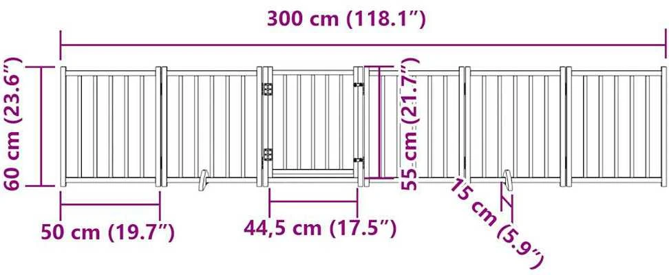 Varteliai šunims su durimis, 6 segmentai, 300cm, eglės masyvas