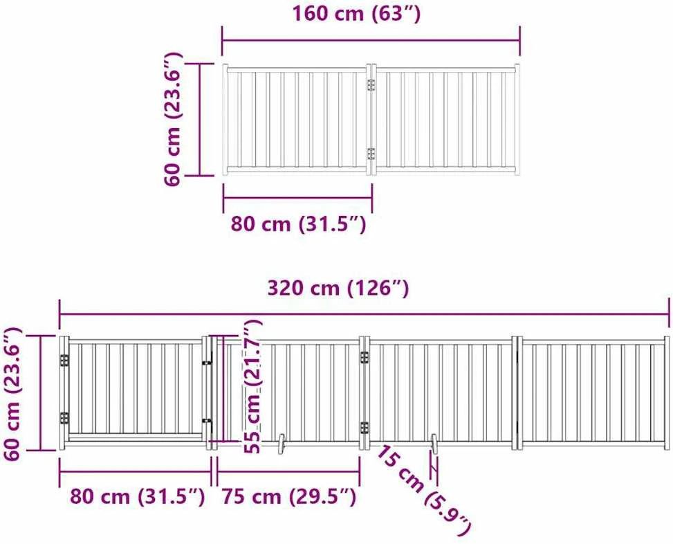 Varteliai šunims su durimis, 6 segmentai, 480cm, tuopos mediena