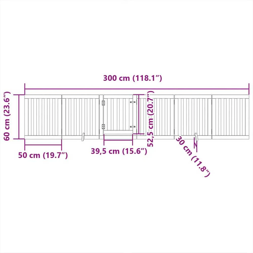 Šunų varteliai su sulankstomomis durelėmis, 6 panelės, 300 cm, tuopos mediena
