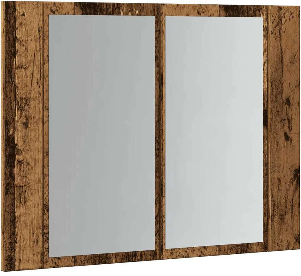 Veidrodinė LED spintelė, medienos, 60x12x45cm, apdirbta mediena