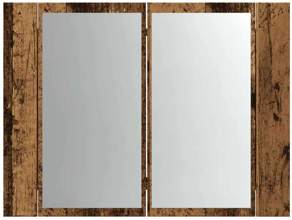 Veidrodinė LED spintelė, medienos, 60x12x45cm, apdirbta mediena