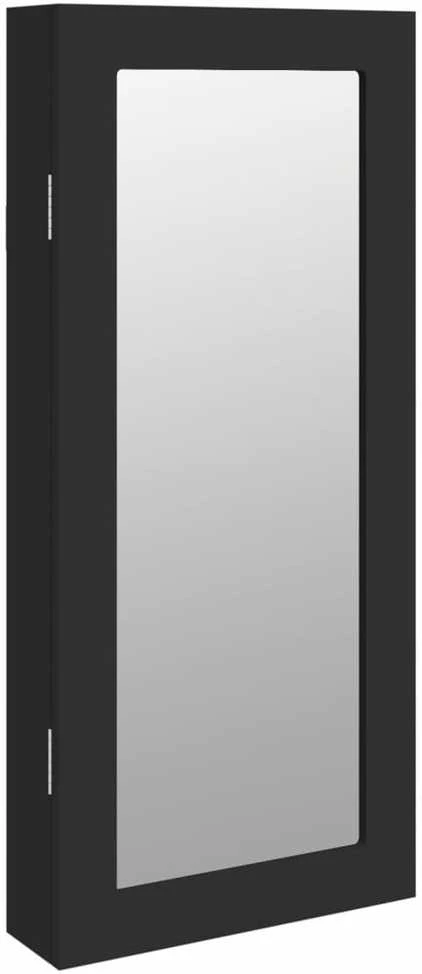 Veidrodinė papuošalų spintelė, juoda, 30x8,5x67cm, sieninė