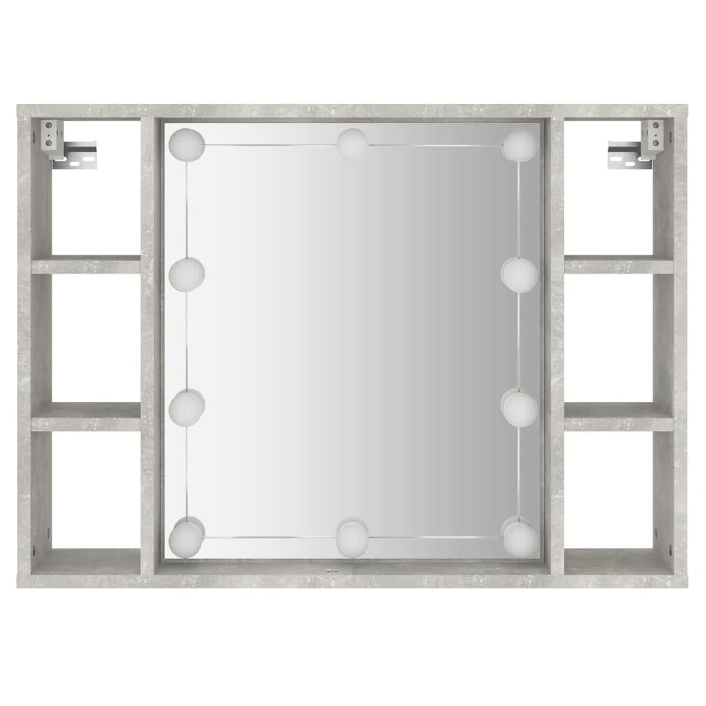 Veidrodinė spintelė su LED, betono pilka, 76x15x55cm