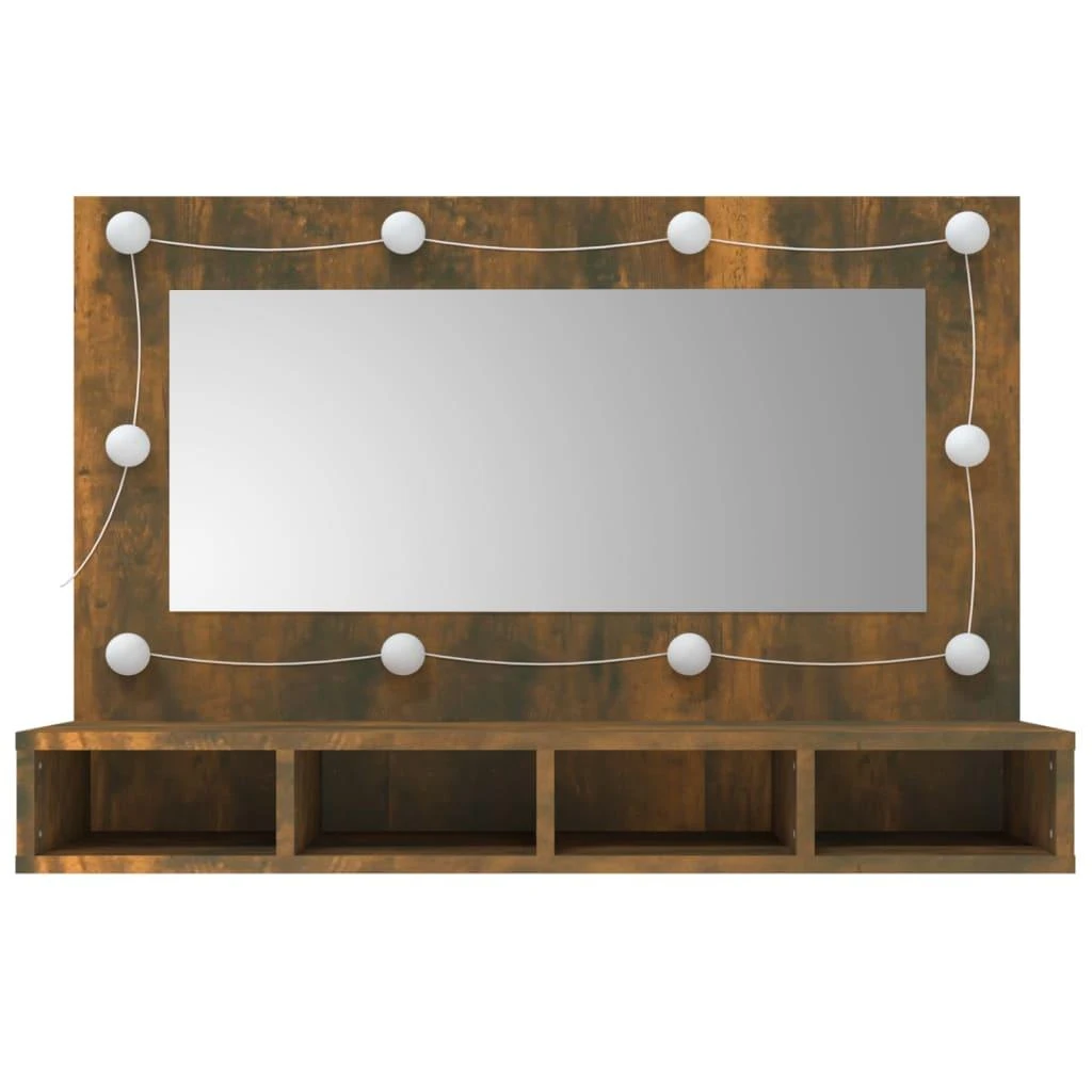 Veidrodinė spintelė su LED, dūminio ąžuolo, 90x31,5x62cm