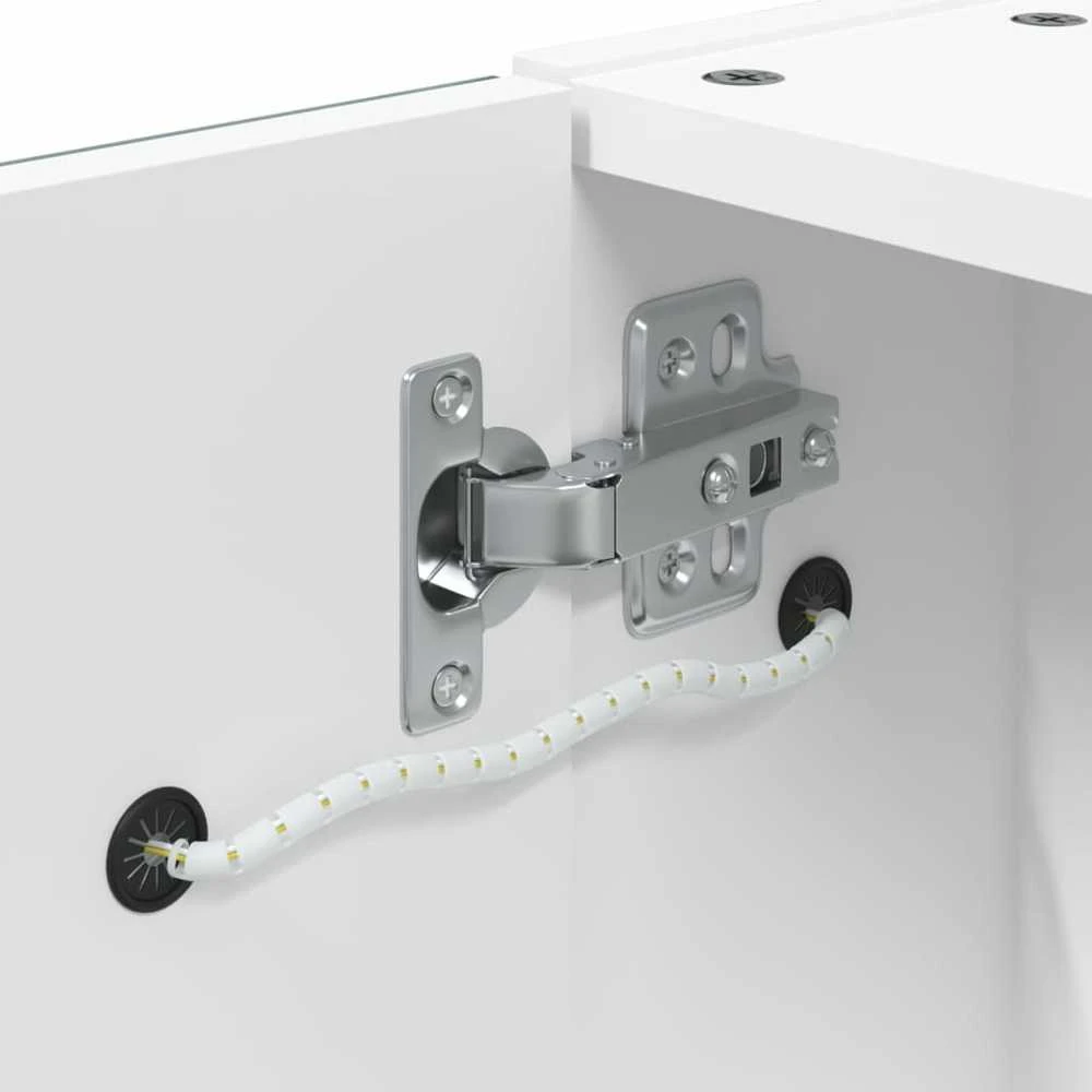 Veidrodinė vonios kambario spintelė su LED, balta, 45x13x52cm