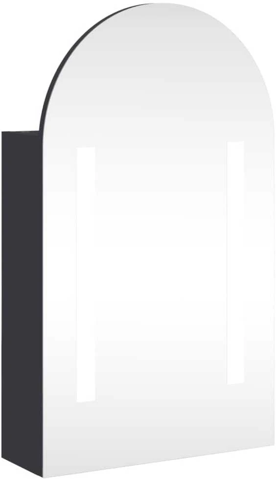 Veidrodinė vonios kambario spintelė su LED, pilka, 42x13x70cm