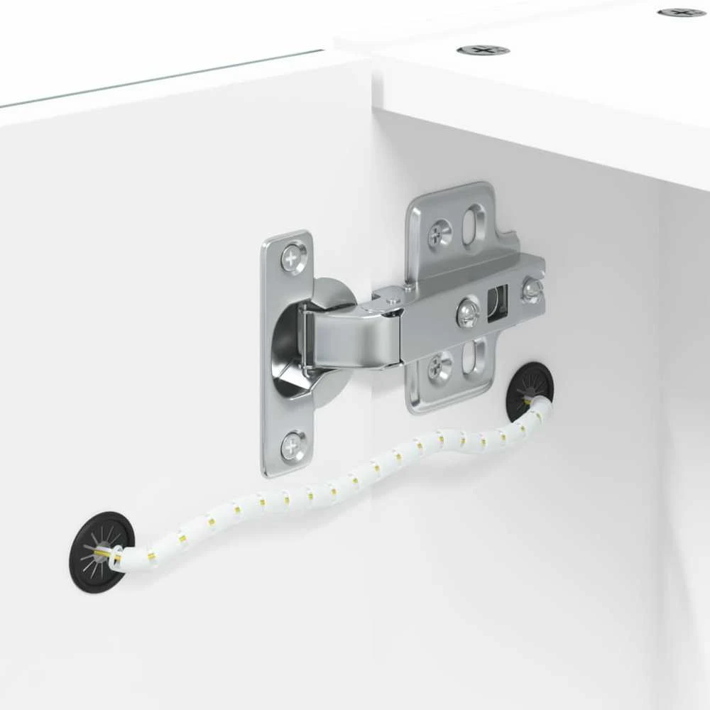 Veidrodinė vonios kambario spintelė su LED, balta, 60x13x52cm
