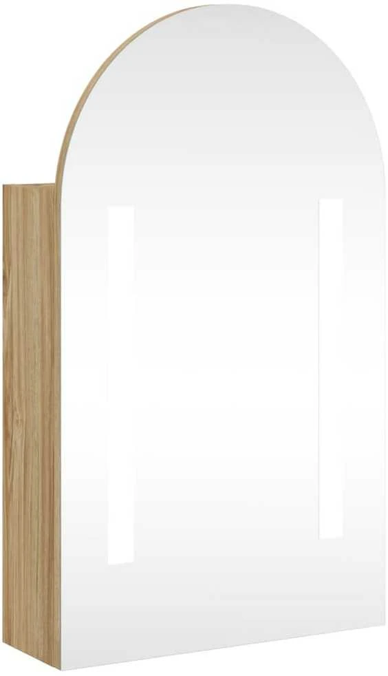 Veidrodinė vonios kambario spintelė su LED, ąžuolo, 42x13x70cm