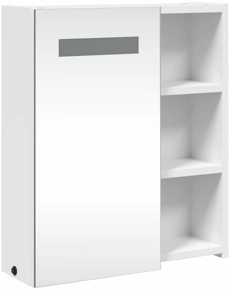 Veidrodinė vonios kambario spintelė su LED, balta, 45x13x52cm