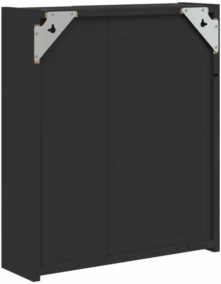 Veidrodinė vonios kambario spintelė su LED, juoda, 45x13x52cm