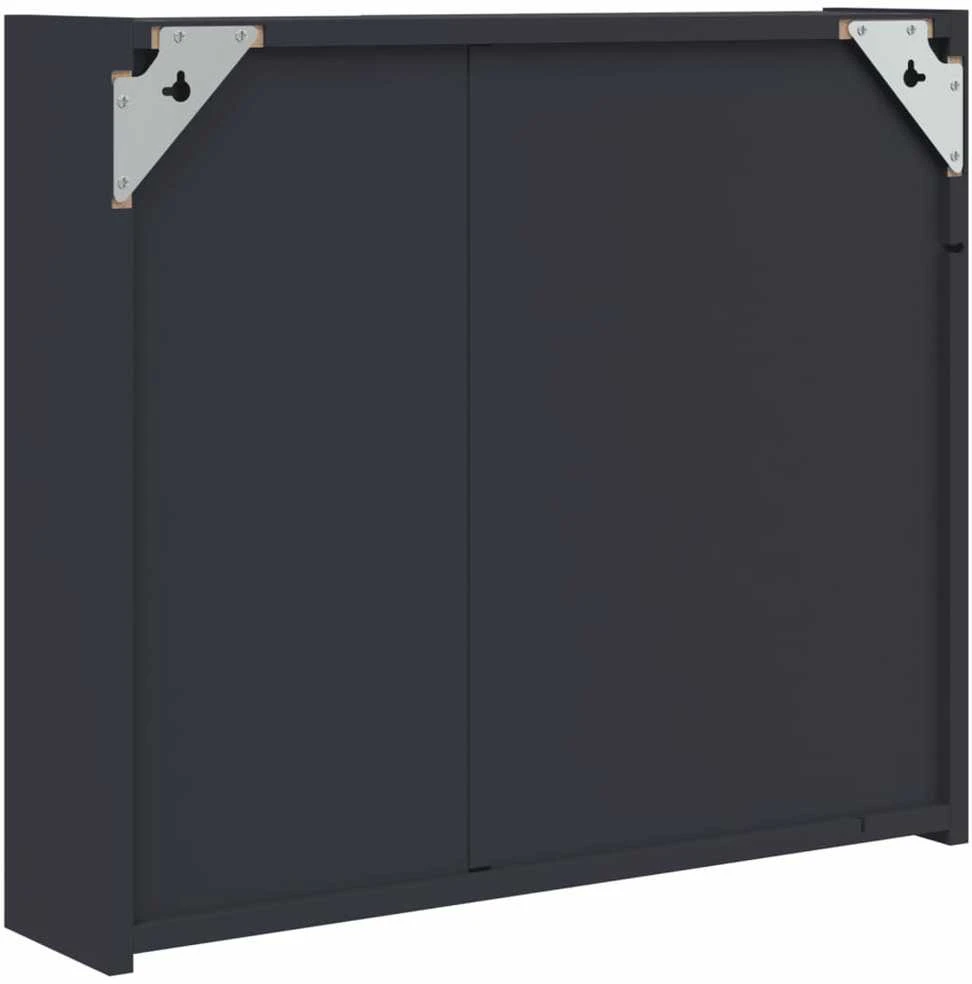 Veidrodinė vonios kambario spintelė su LED, pilka, 60x13x52cm