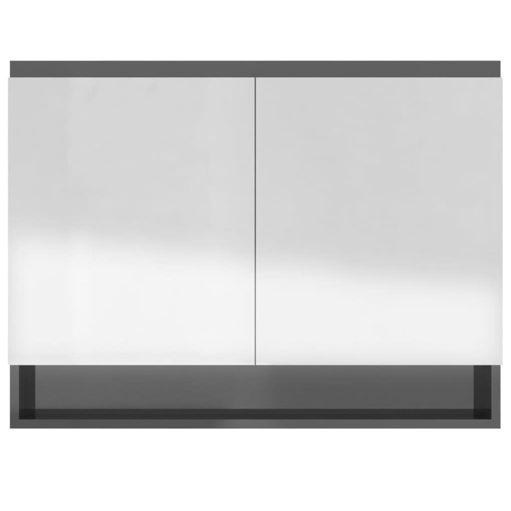 Veidrodinė vonios spintelė, pilka, 80x15x60cm, MDF, blizgi