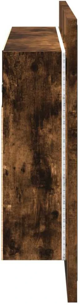 Veidrodinė vonios spintelė su LED, dūminė, 80x12x45cm, akrilas