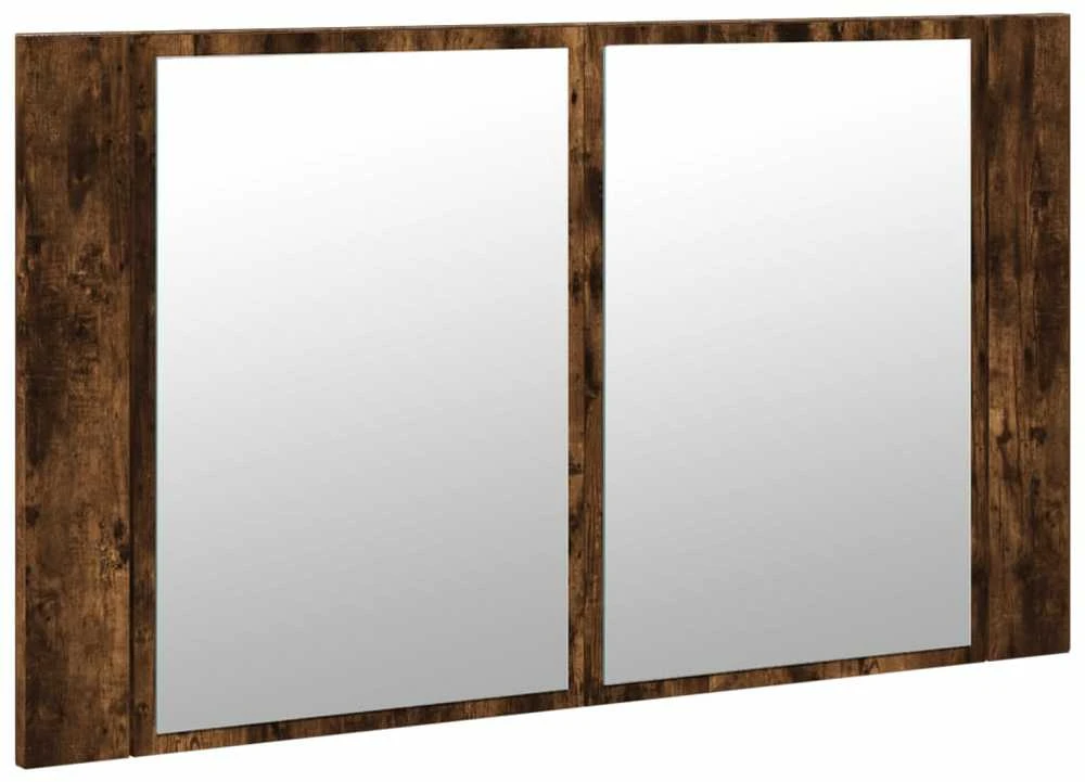 Veidrodinė vonios spintelė su LED, dūminė, 80x12x45cm, akrilas