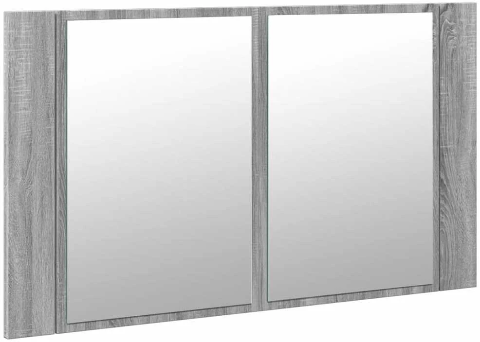 Veidrodinė vonios spintelė su LED, pilka, 80x12x45cm, akrilas