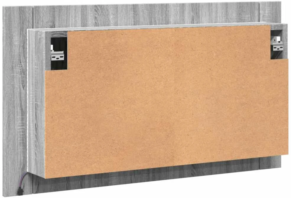 Veidrodinė vonios spintelė su LED, pilka, 80x12x45cm, akrilas