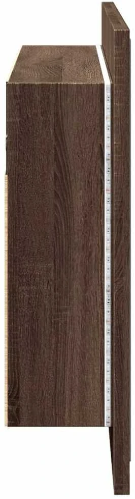 Veidrodinė vonios spintelė su LED, ruda, 80x12x45cm, akrilas