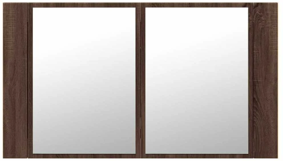 Veidrodinė vonios spintelė su LED, ruda, 80x12x45cm, akrilas