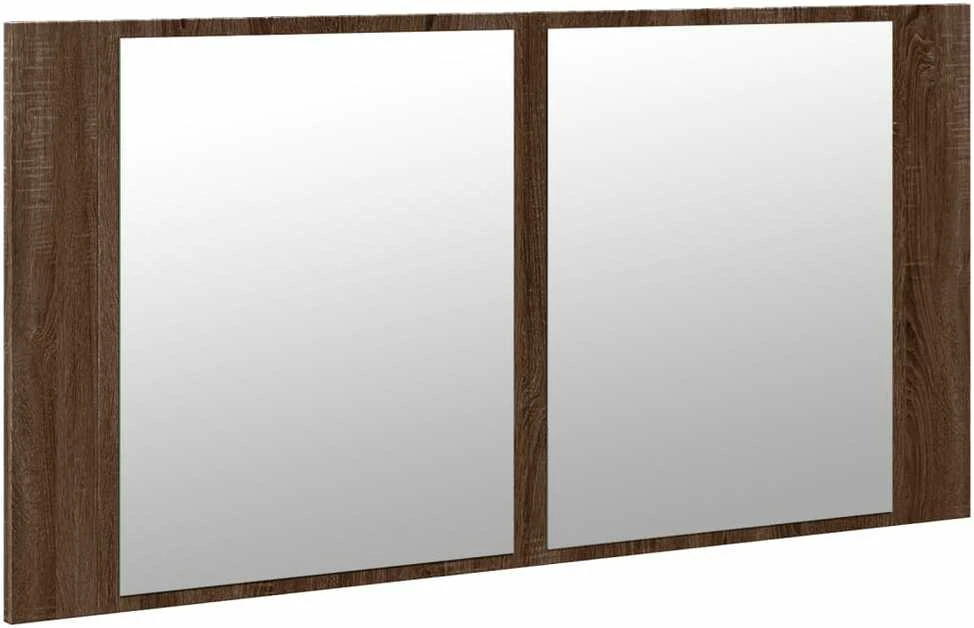 Veidrodinė vonios spintelė su LED, ruda, 90x12x45cm, akrilas
