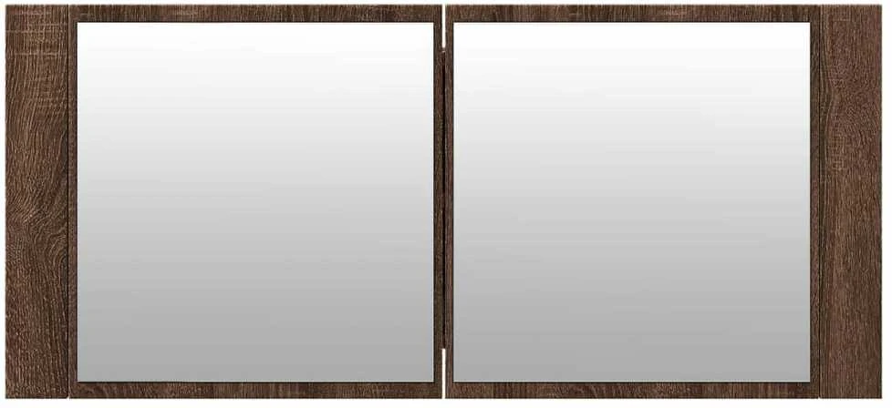 Veidrodinė vonios spintelė su LED, ruda ąžuolo, 100x12x45cm