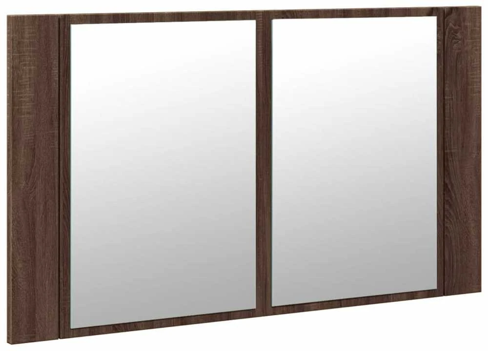 Veidrodinė vonios spintelė su LED, ruda, 80x12x45cm, akrilas