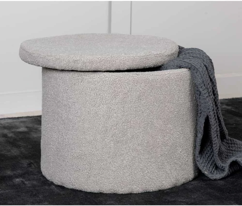 Venture Home Pufas Dunken, pilkos spalvos, 51x51x43cm, teddy audinys
