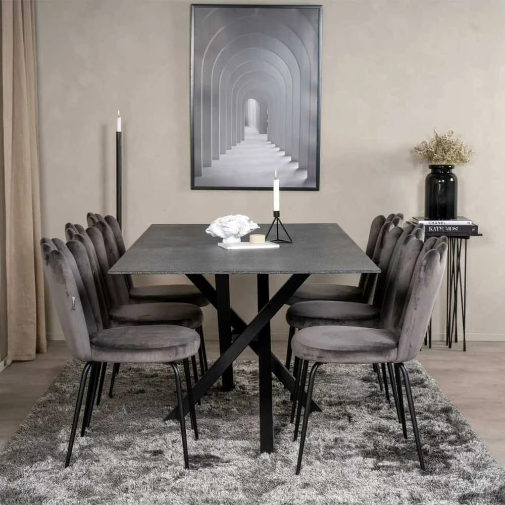 Venture Design Venture Home Valgomojo kėdės Limhamn, 2vnt., juodos/pilkos, aksomas