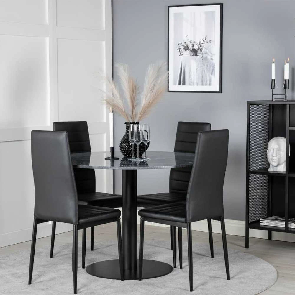 Venture Home Valgomojo kėdės Slim, 2vnt., juodos, odos imitacijos