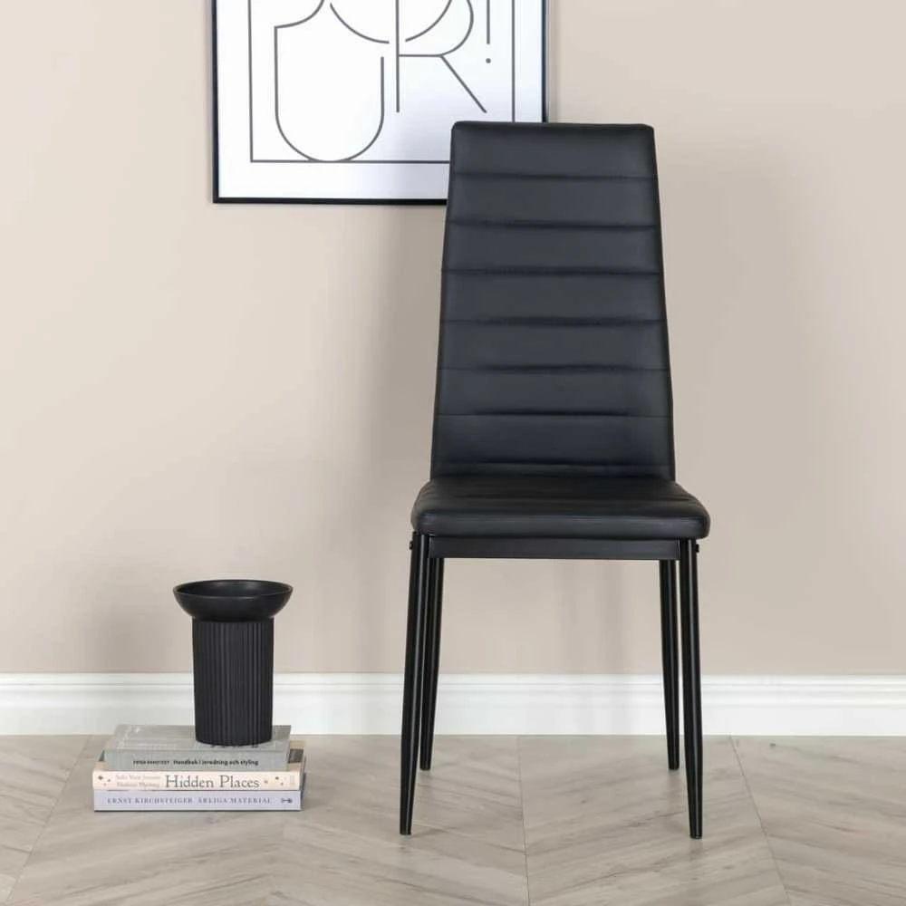 Venture Home Valgomojo kėdės Slim, 2vnt., juodos, odos imitacijos