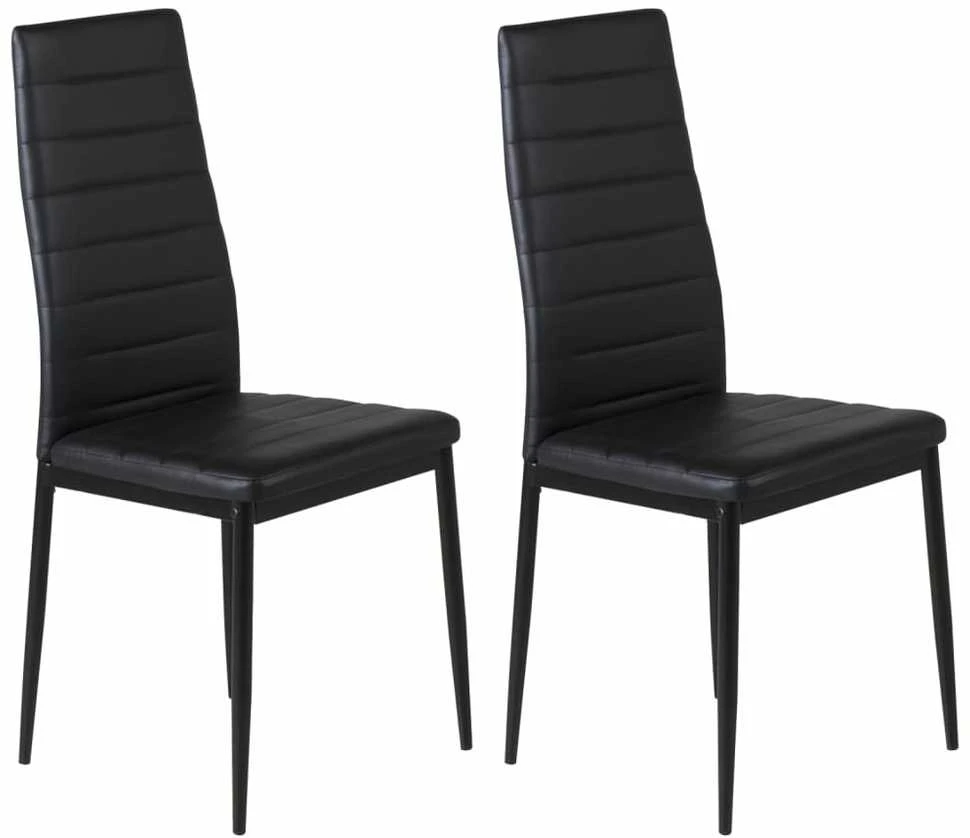 Venture Home Valgomojo kėdės Slim, 2vnt., juodos, odos imitacijos