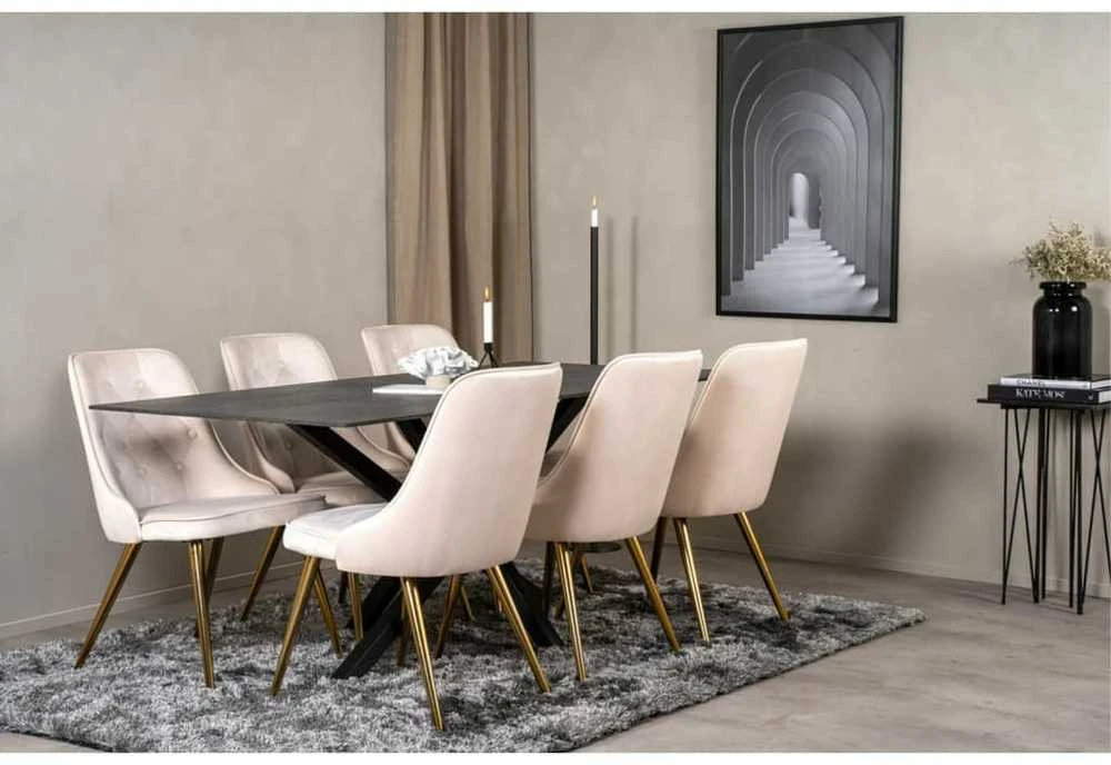 Venture Home Valgomojo kėdės Velvet Deluxe, 2vnt., smėlio, aksomas
