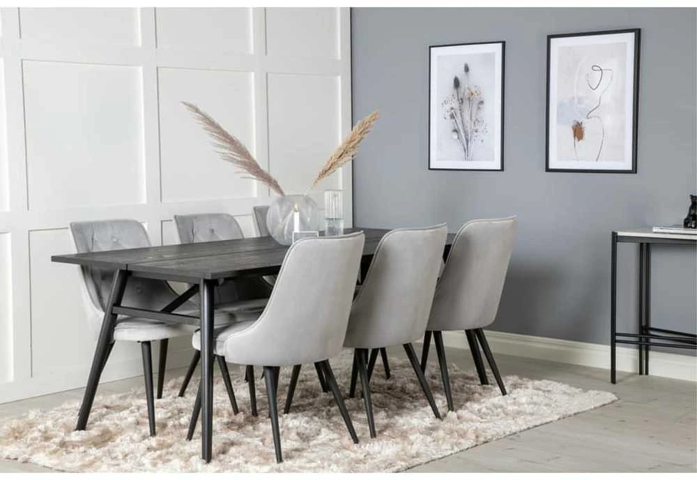 Venture Home Valgomojo kėdės Velvet Deluxe, 2vnt., pilkos, aksomas