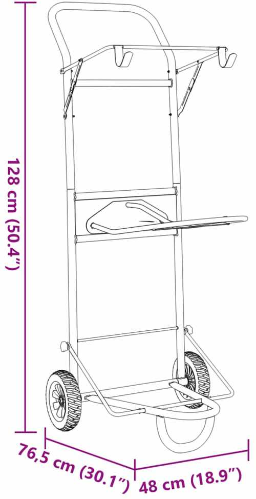 Vežimėlis inventoriui, juodos spalvos, plienas, sulankstomas