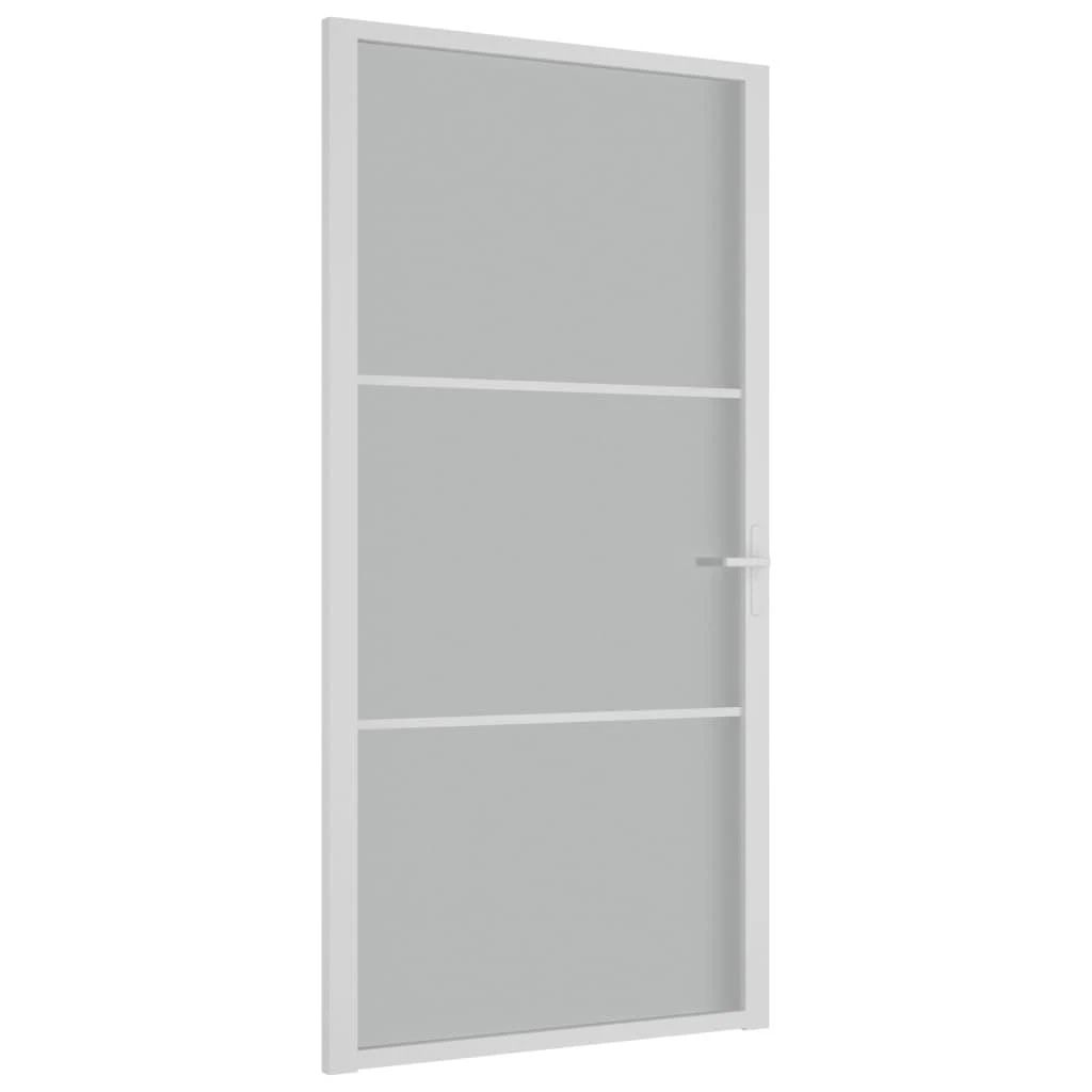 Vidaus durys, baltos, 102,5x201,5cm, matinis stiklas/aliuminis