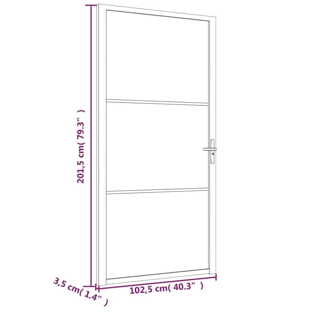 Vidaus durys, baltos, 102,5x201,5cm, matinis stiklas/aliuminis