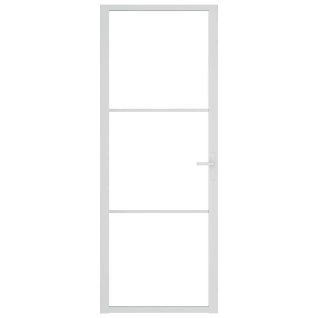 Vidaus durys, baltos, 76x201,5cm, ESG stiklas ir aliuminis