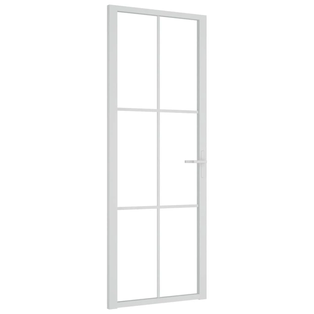 Vidaus durys, baltos, 76x201,5cm, ESG stiklas ir aliuminis