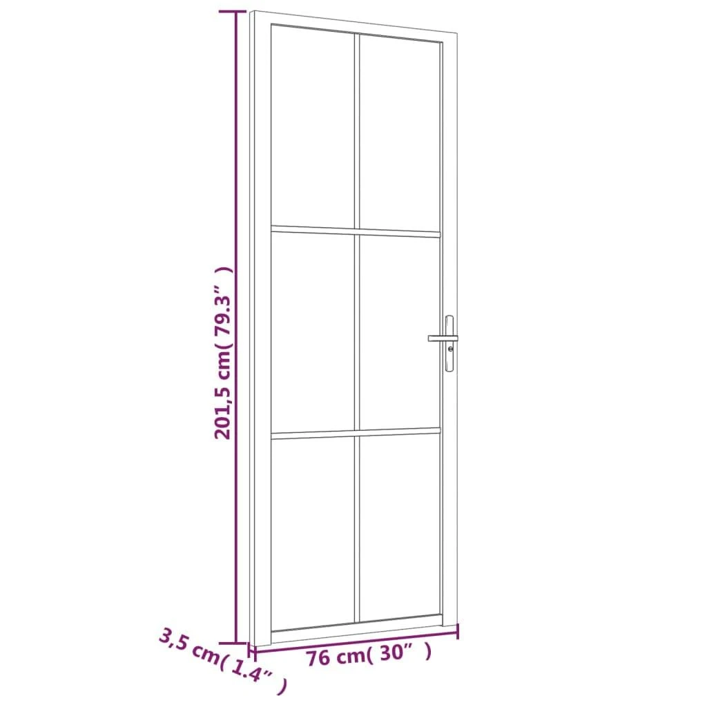 Vidaus durys, baltos, 76x201,5cm, matinis stiklas ir aliuminis