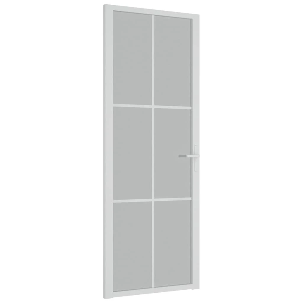 Vidaus durys, baltos, 76x201,5cm, matinis stiklas ir aliuminis